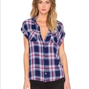 Rails Britt cranberry short sleeve flannel top S